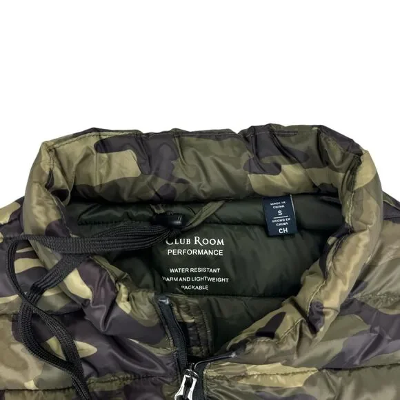 Club Room Mens Camo Quilted Packable Puffer Vest Jacket Green S - Picture 2 of 5